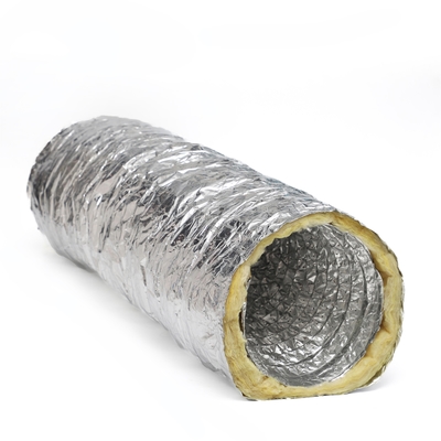 Diameter 4" 24" Insulated Flexible Duct With Aluminum Foil And Fiberglass 10 M Length