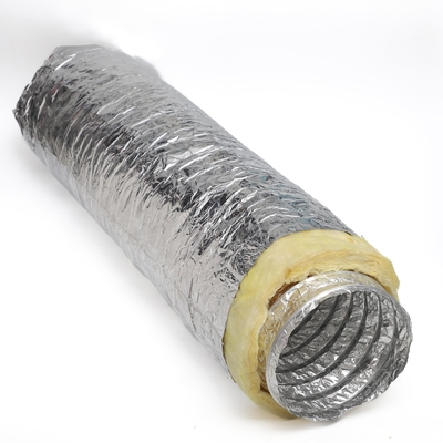 Diameter 4" 24" Insulated Flexible Duct With Aluminum Foil And Fiberglass 10 M Length