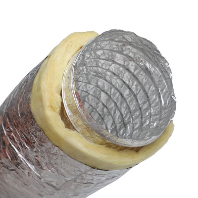 Diameter 4" 24" Insulated Flexible Duct With Aluminum Foil And Fiberglass 10 M Length